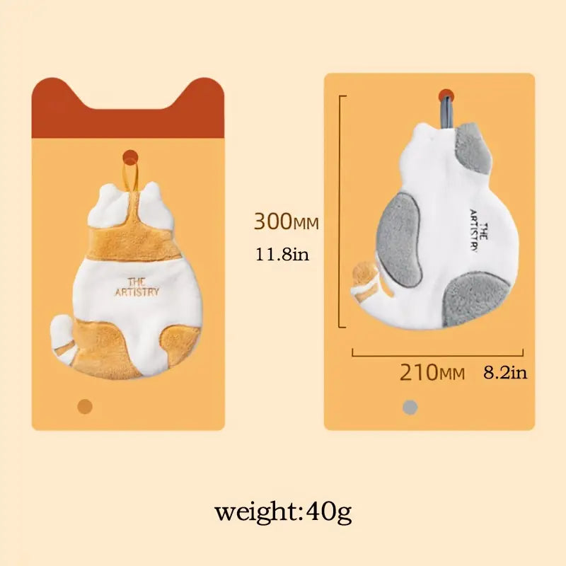 Cat Coral Velvet Hand Towel