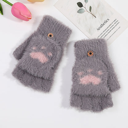 Winter Cat Claw Knit Gloves