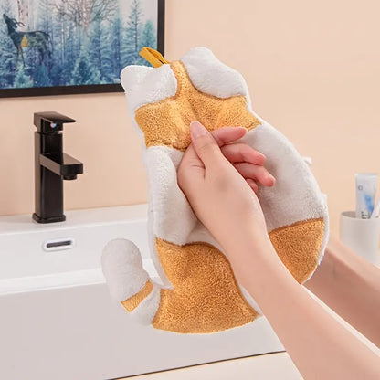 Cat Coral Velvet Hand Towel